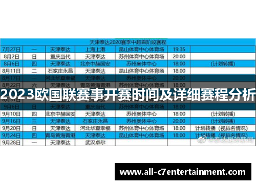 2023欧国联赛事开赛时间及详细赛程分析